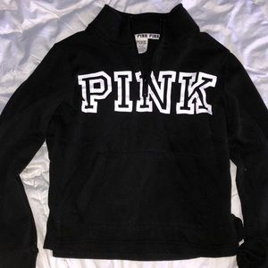 VS PINK black and white quarter zip up